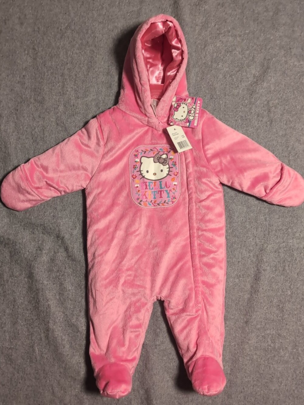 Hello Kitty Pink Plush Hooded One-Piece for Kids